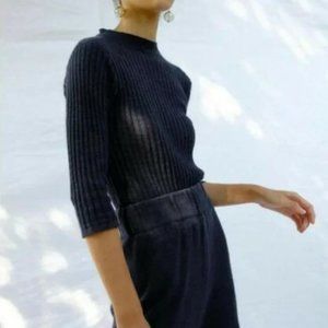 Micaela Greg Shell rib tee, navy, size M